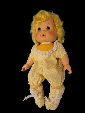 Vintage Strawberry Shortcake Lemon  Meringue Yellow Polka Dot Baby Doll